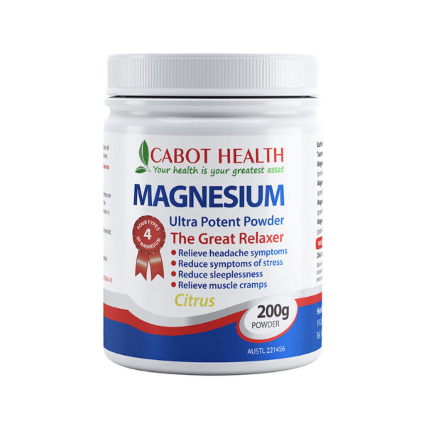 cabot health magnesium ultra potent citrus powder 200g