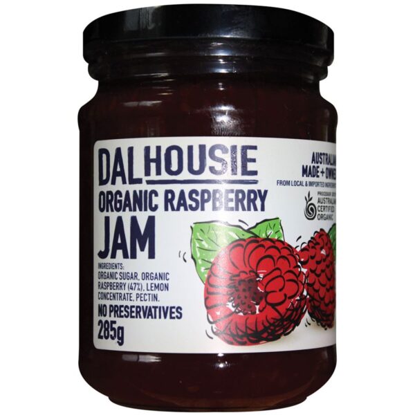 dalhousie raspberry jam organic 285g