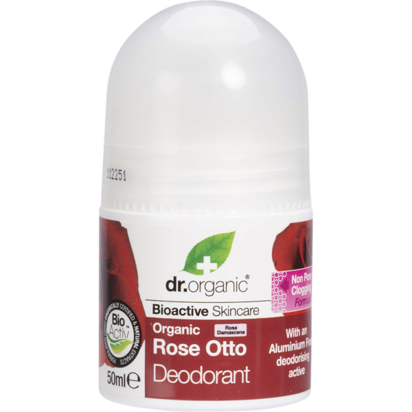 dr organic rose otto deodorant 50ml front