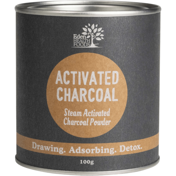 eden health foods activated charcoal 100g front