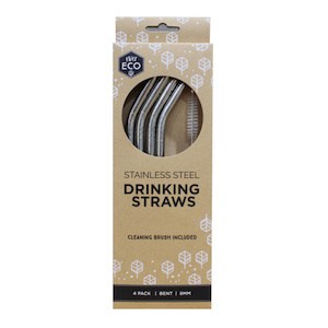 ever eco stainless steel bent straws 5 pack