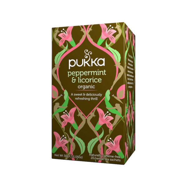 pukka organic peppermint and licorice 20 tea bags