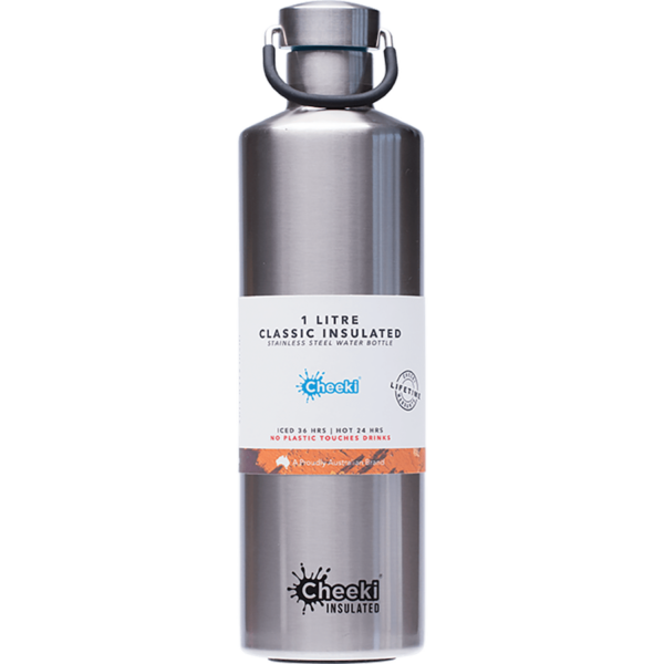 cheeki classic insulated bottle silver 1lt