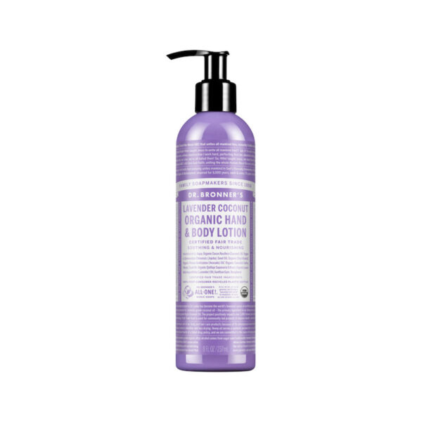 dr. bronners organic hand body lotion lavender coconut 237ml