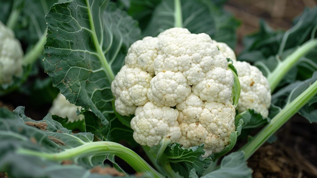 Close-up of fresh cauliflower in garden