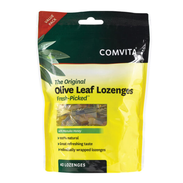 comvita olive leaf lozenges 40pack front