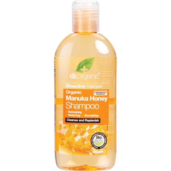 dr organic manuka shampoo 265ml front