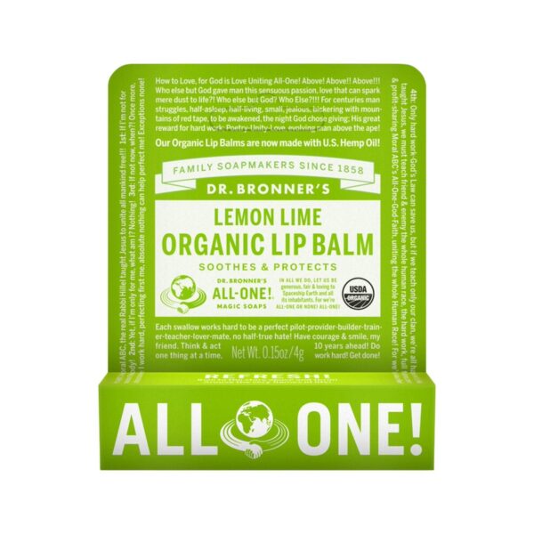 dr bronners organic lip balm lemon lime 4g