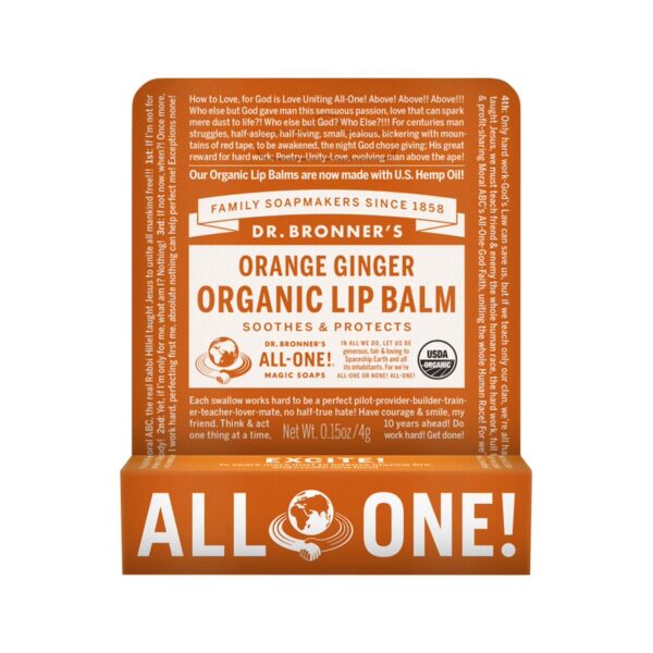 dr bronners organic lip balm orange ginger 4g