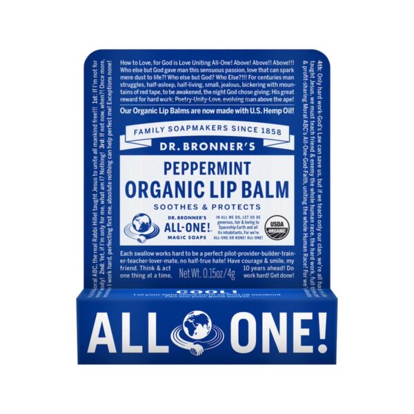 dr bronners organic lip balm peppermint 4g